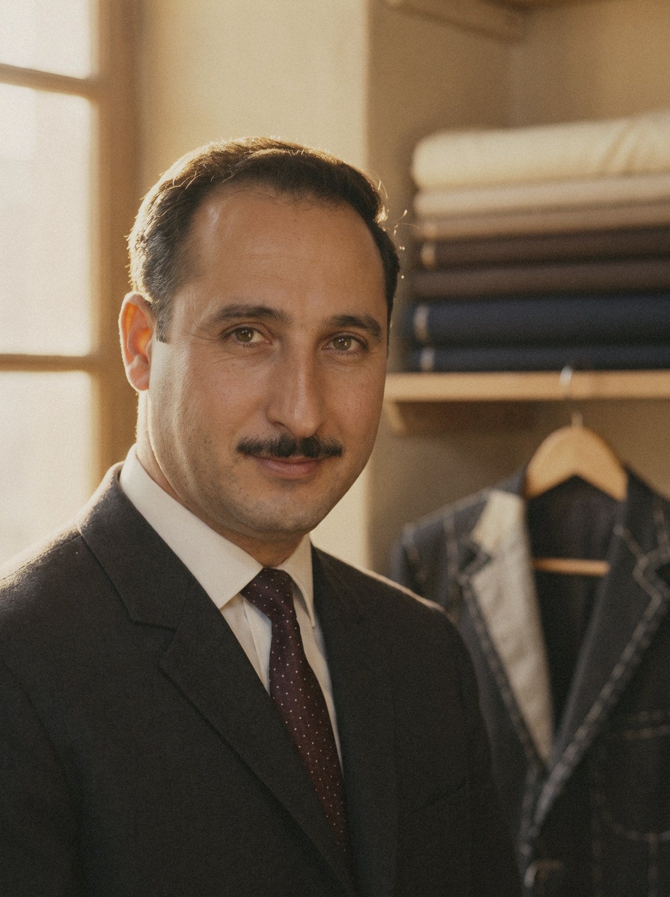 Mohamad Hajjo, founder, photographed at the window of the Homs workshop