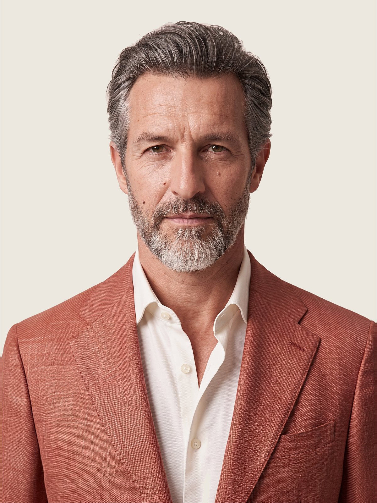Blazer, Rust, collar and lapel on the model