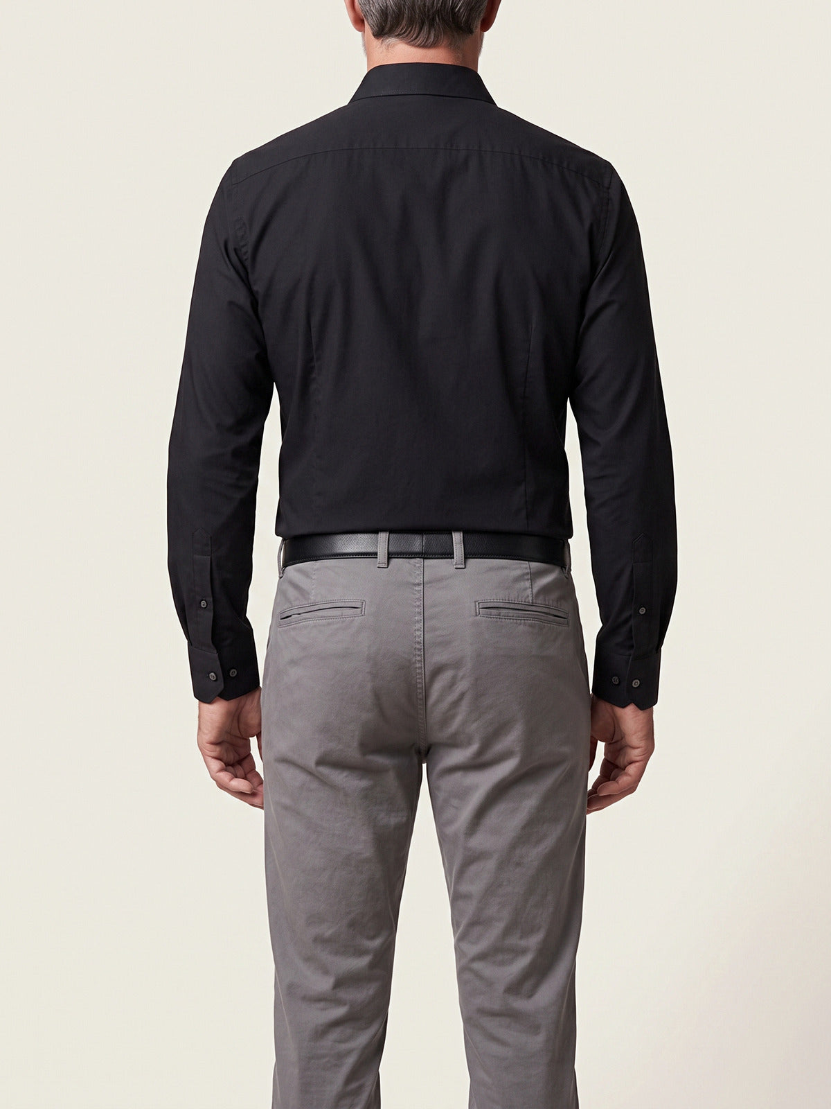 Classic Shirt, Black Slim, back on the model