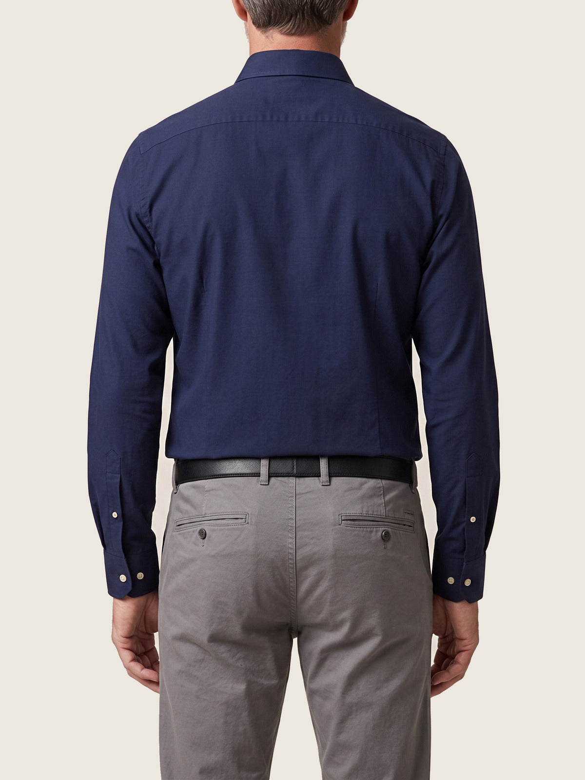 Classic Shirt, Navy Slim, back on the model