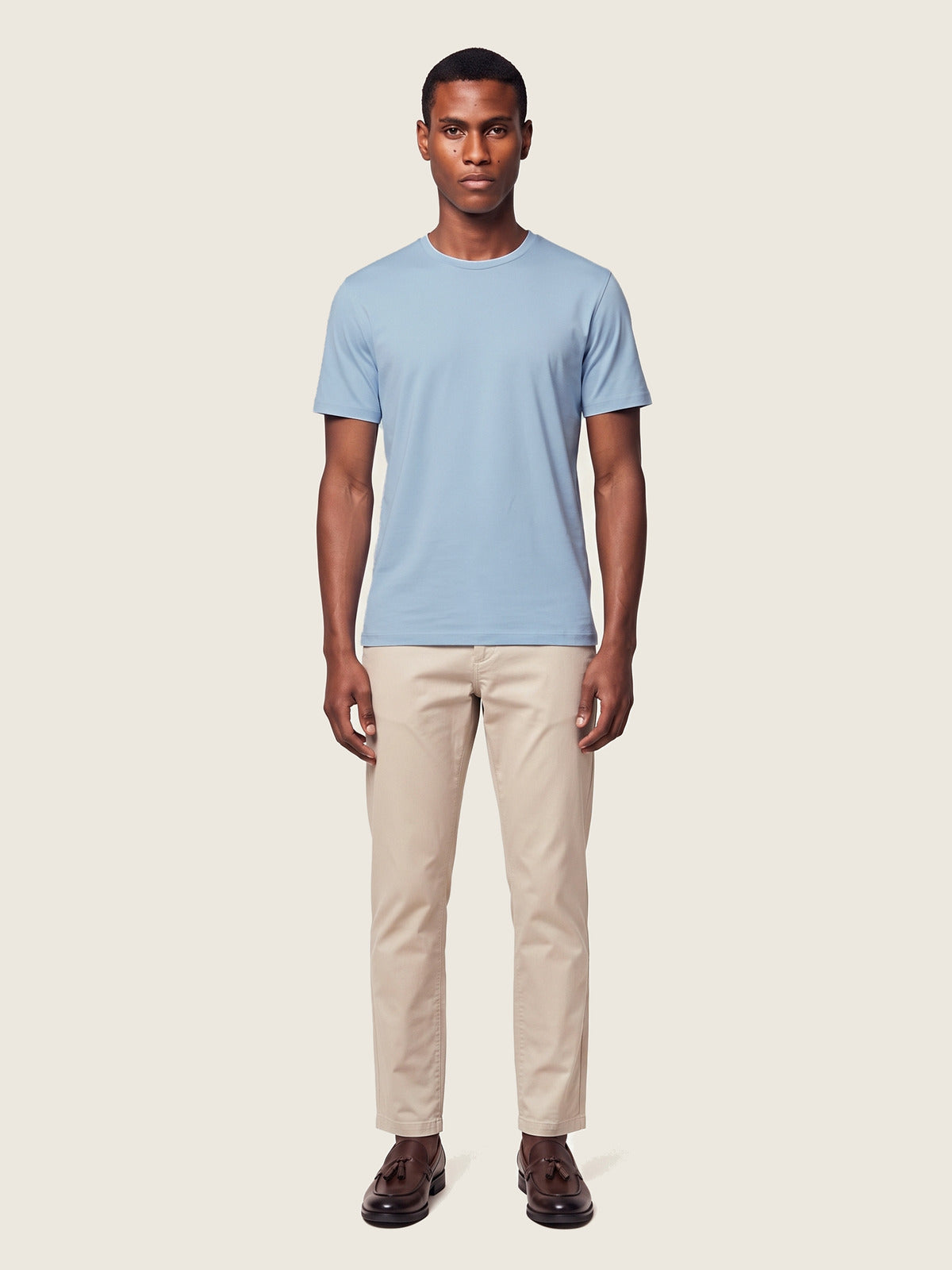 Comfort Tee, Light Blue, on the model