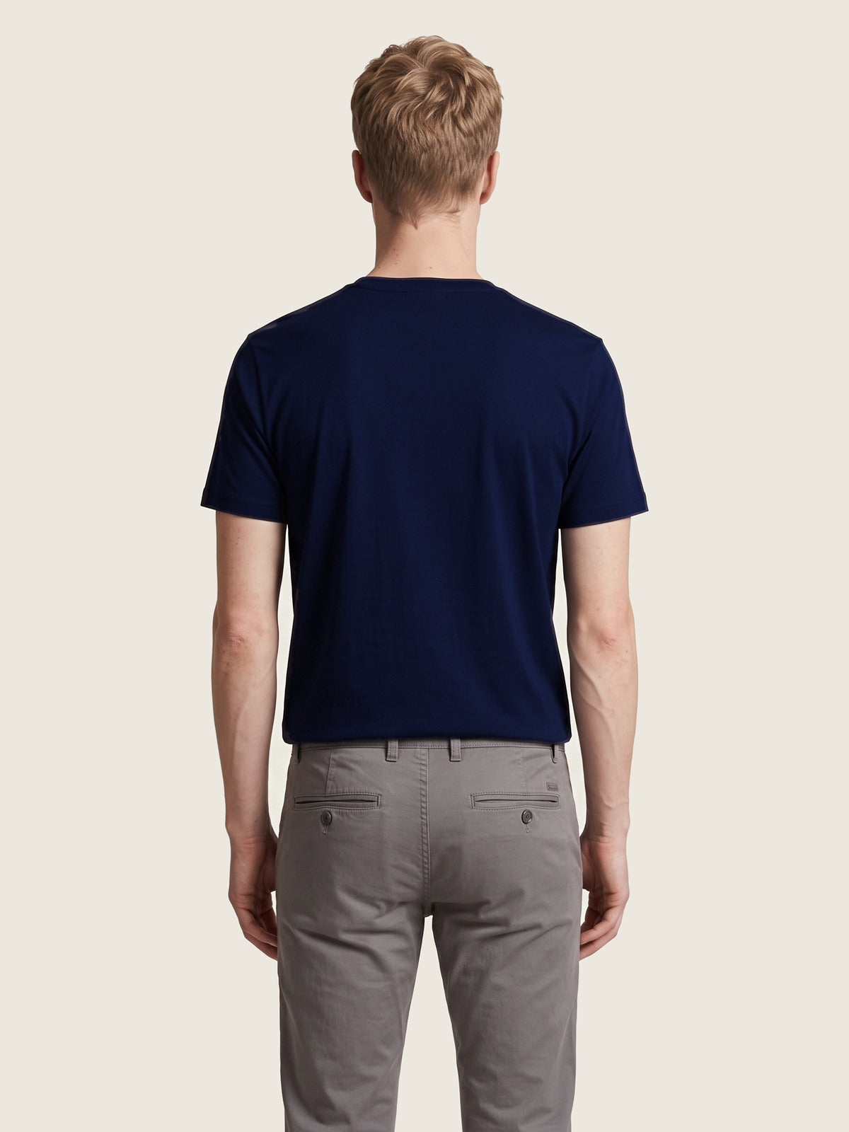 Comfort Tee, Navy, back on the model