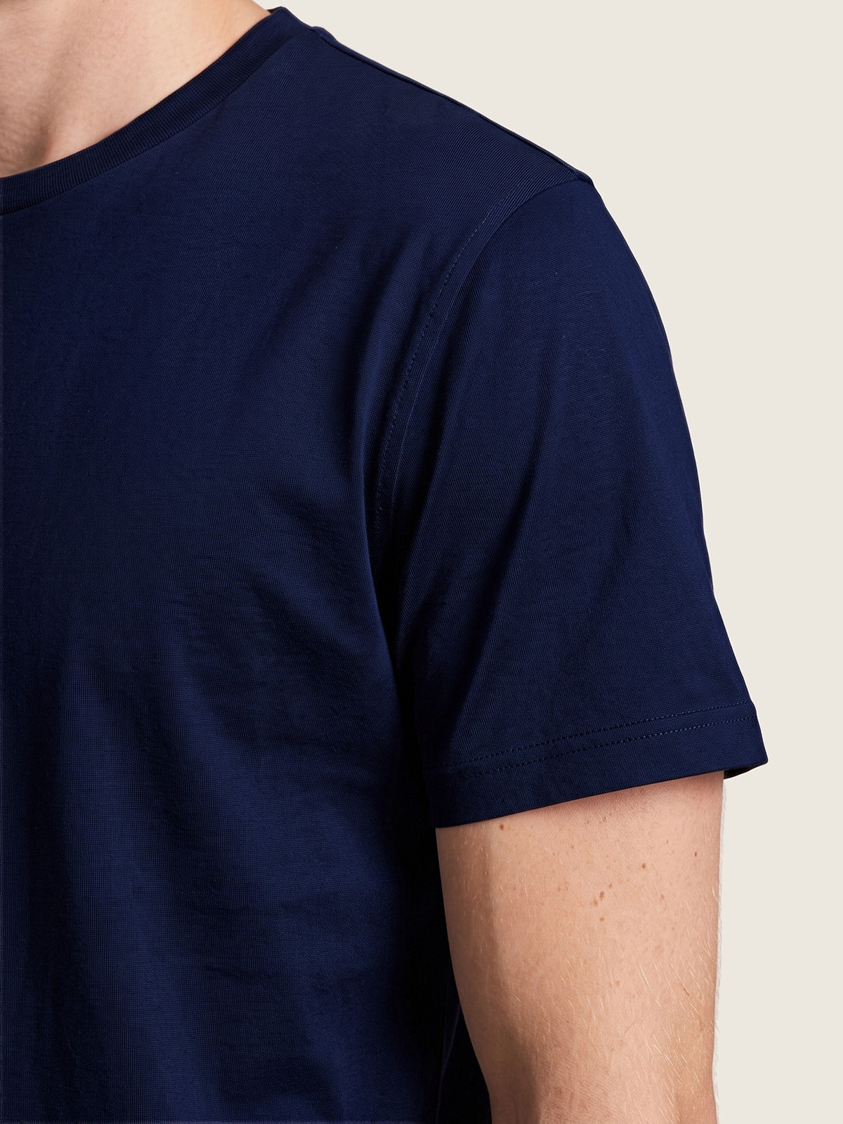 Comfort Tee, Navy, close up on the cloth