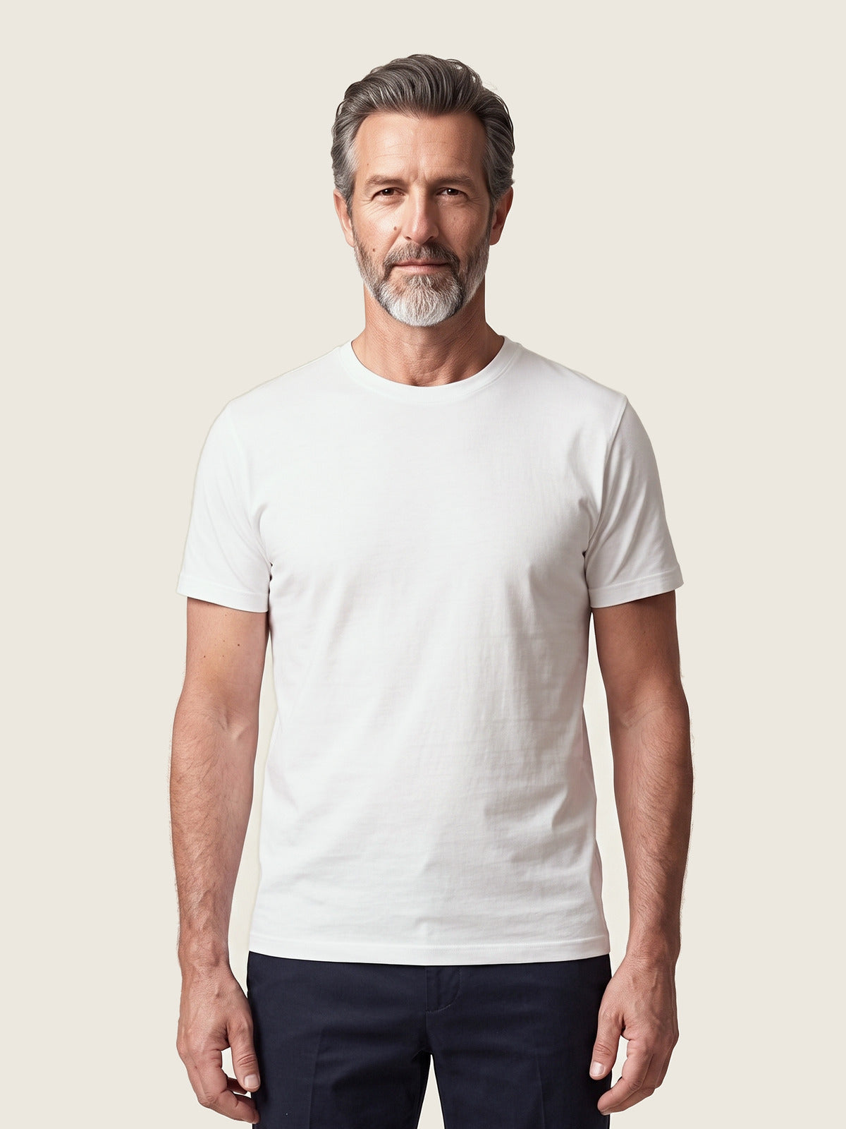 Comfort Tee, White, front on the model