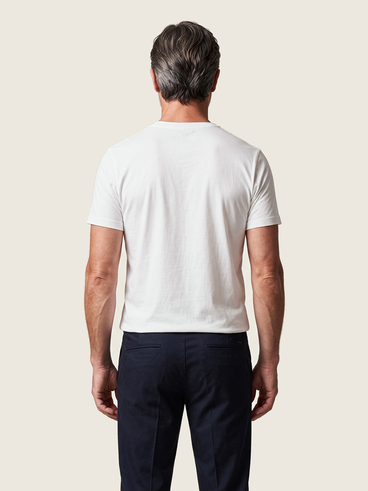 Comfort Tee, White, back on the model