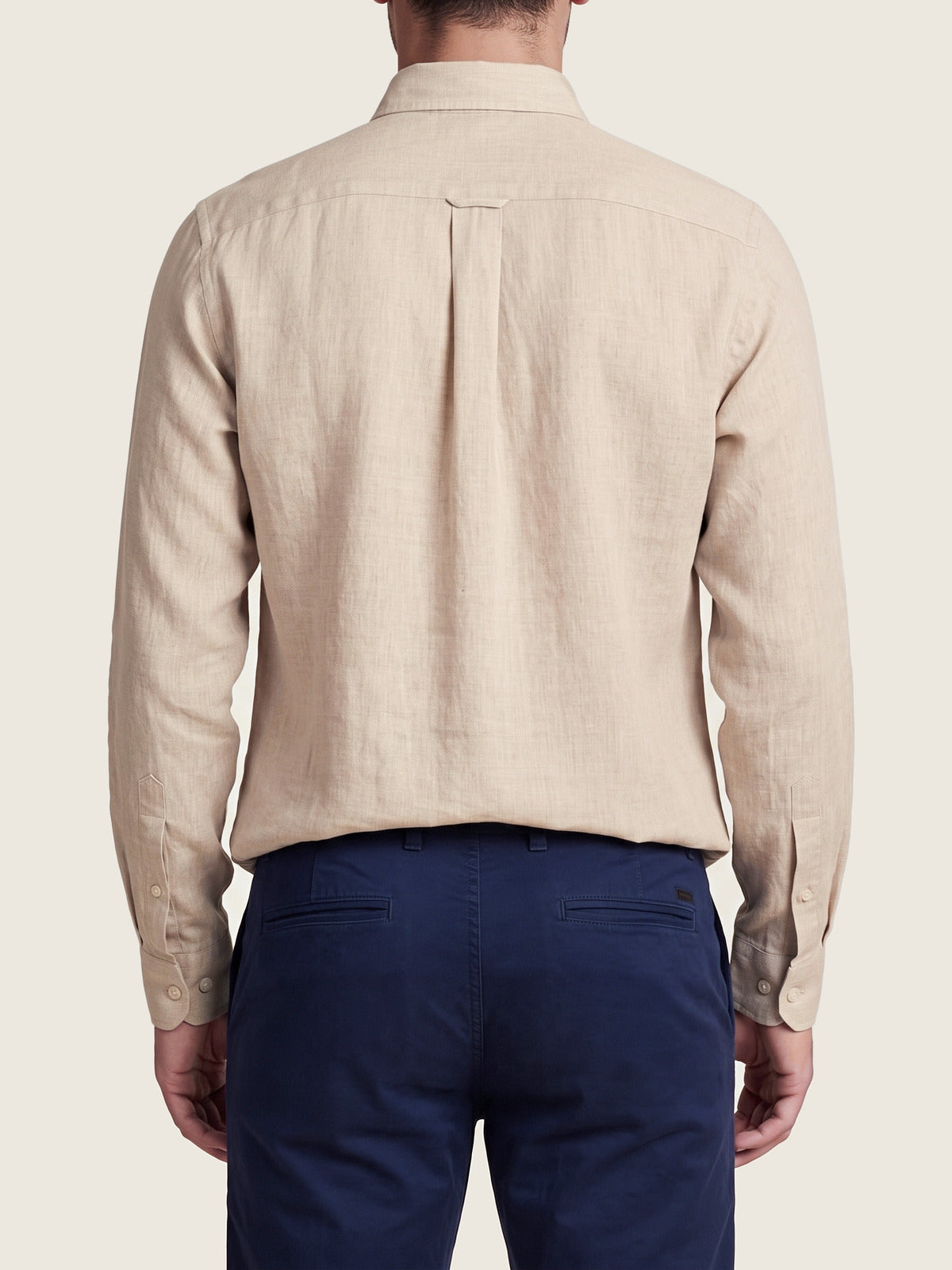 Linen Shirt, Beige, back on the model