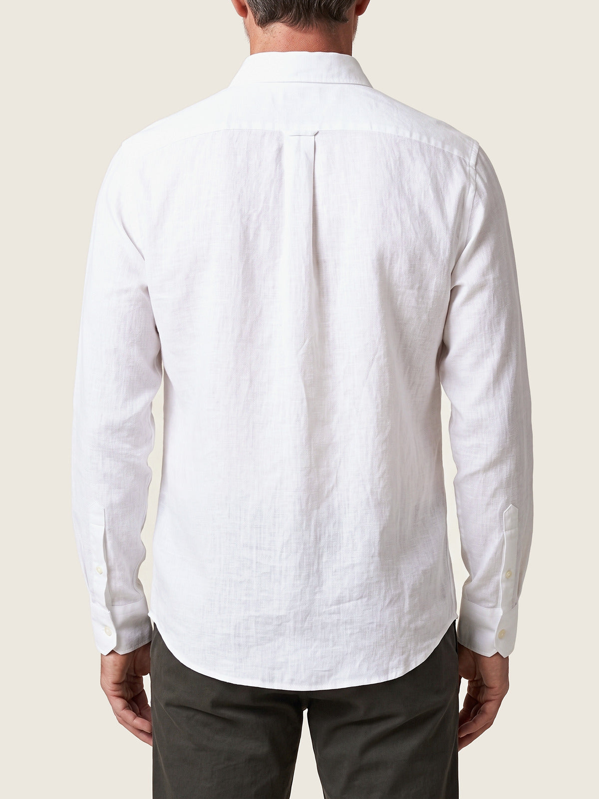 Linen Shirt, White, back on the model