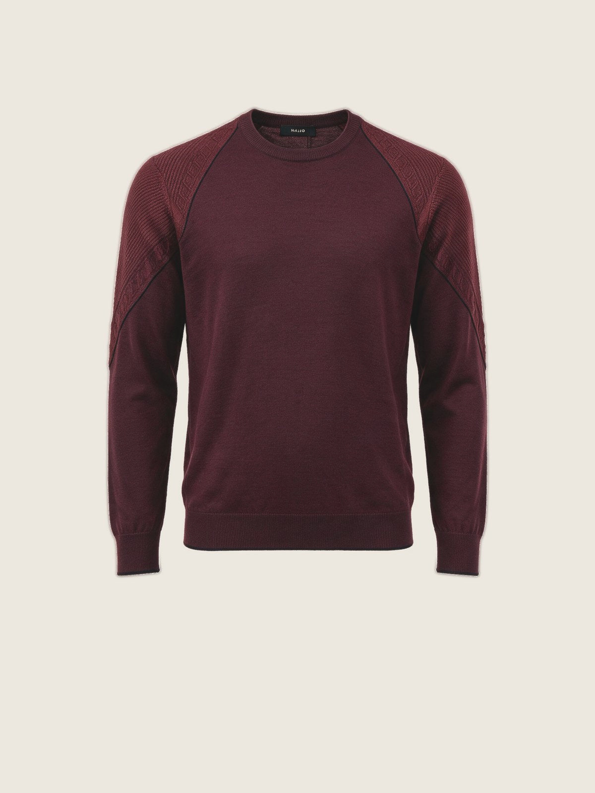Merino Crew Neck, Burgundy, front view on a plain background