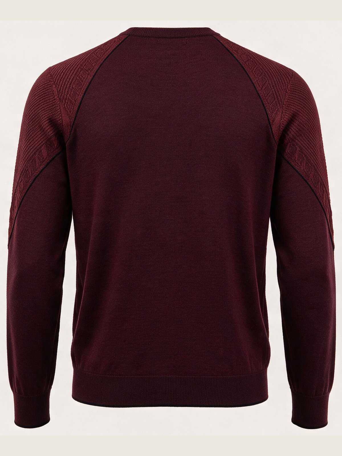 Merino Crew Neck, Burgundy, back view
