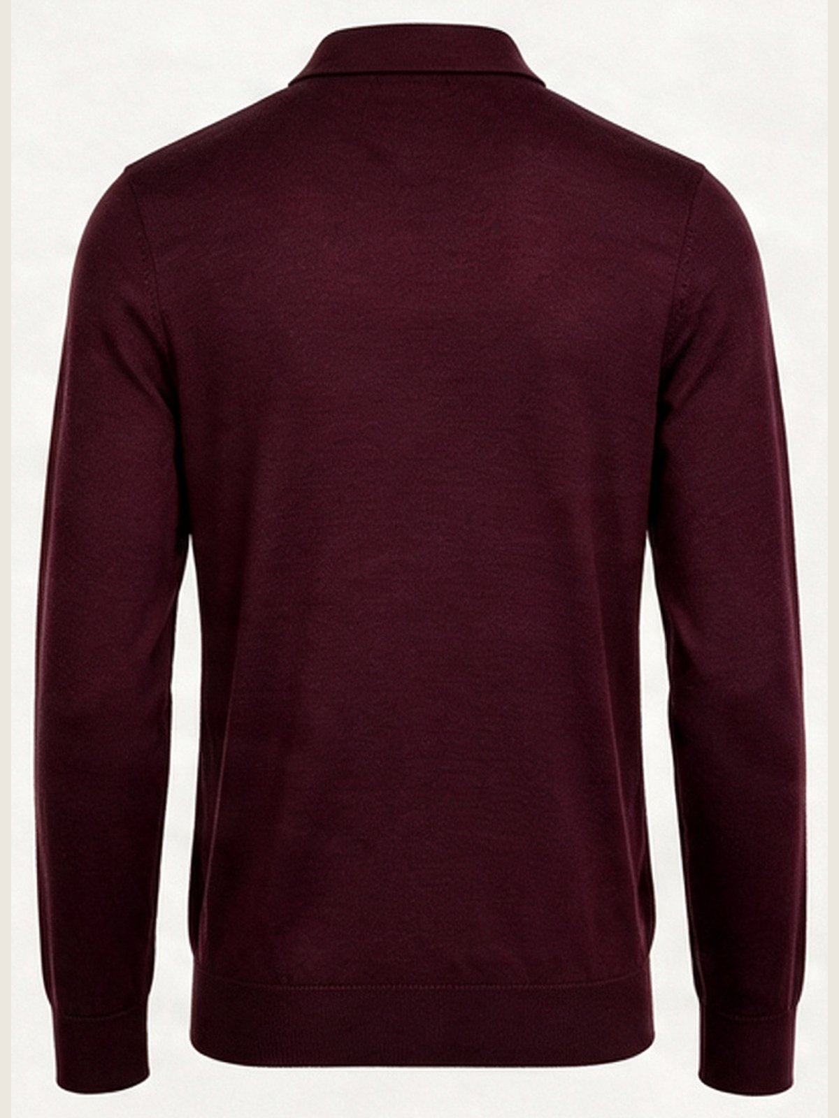 Merino Zip Polo, Burgundy, back view