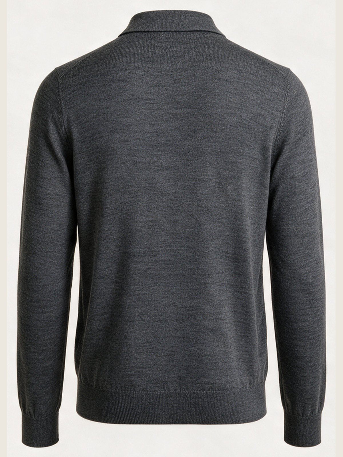 Merino Zip Polo, Charcoal, back view