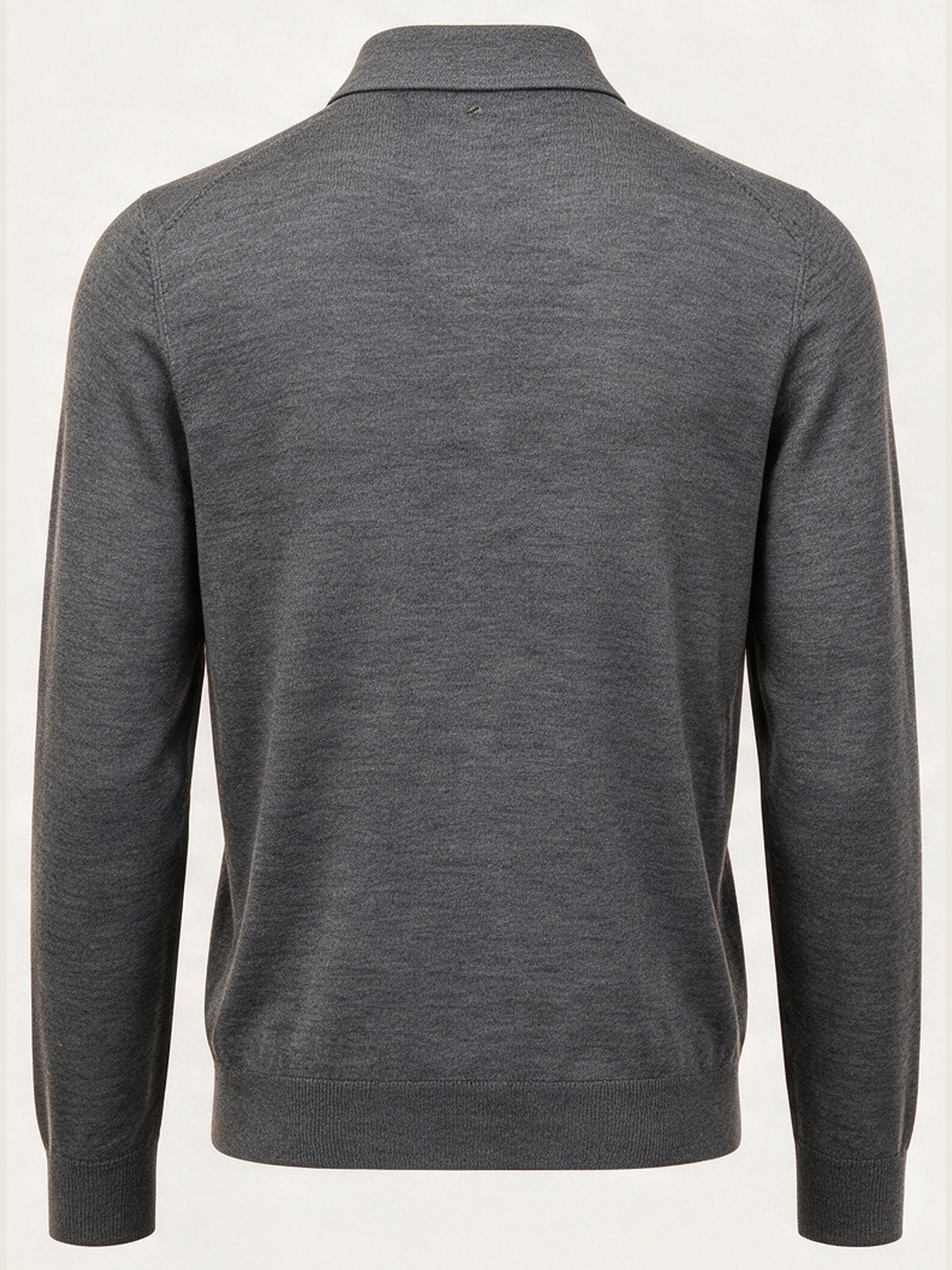 Merino Zip Polo, Grey, back view