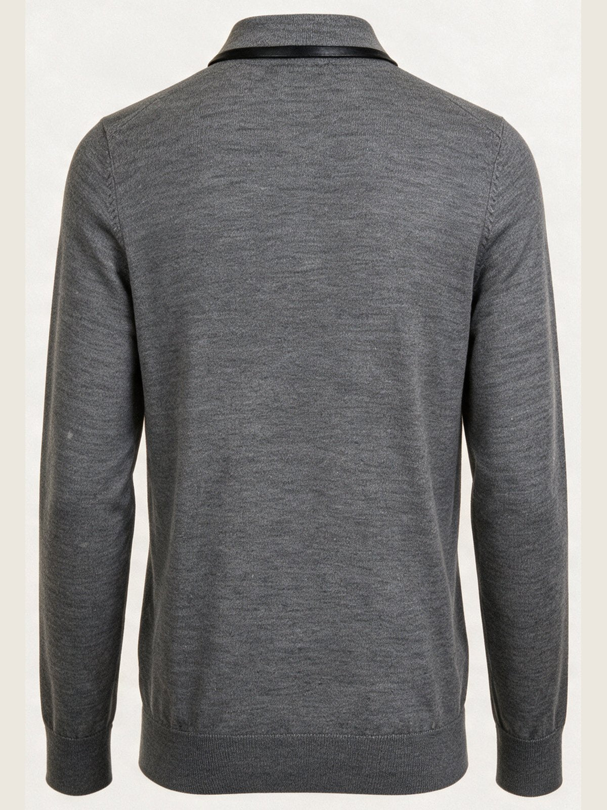 Merino Zip Polo, Grey with Black Trim, back view