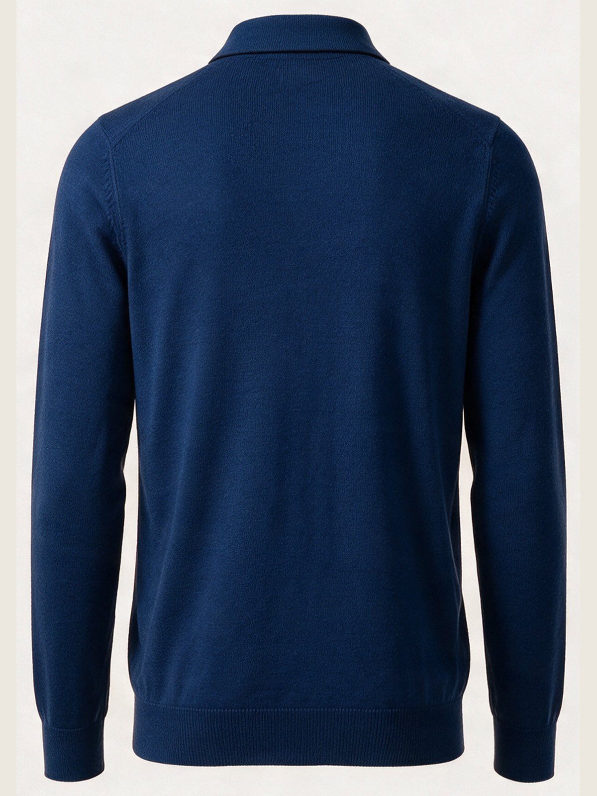 Merino Zip Polo, Ink Blue, back view