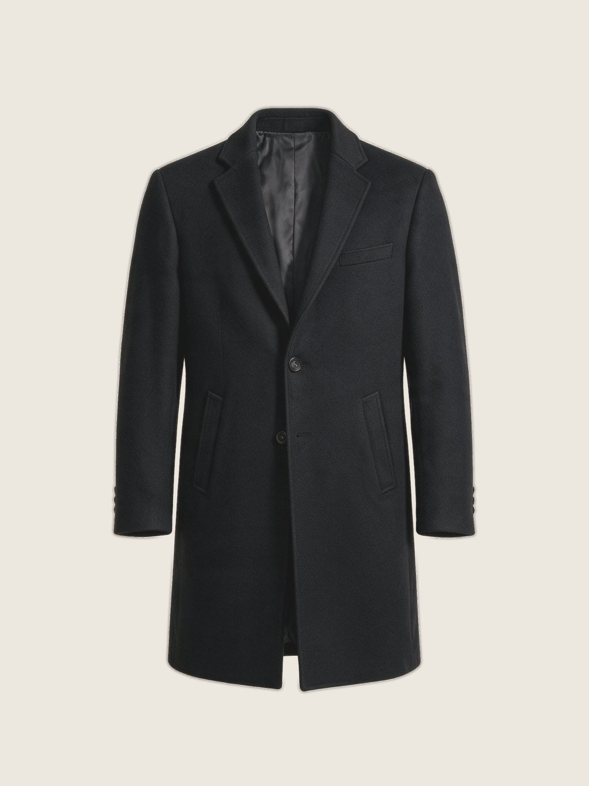 Overcoat, Black, front view on a plain background