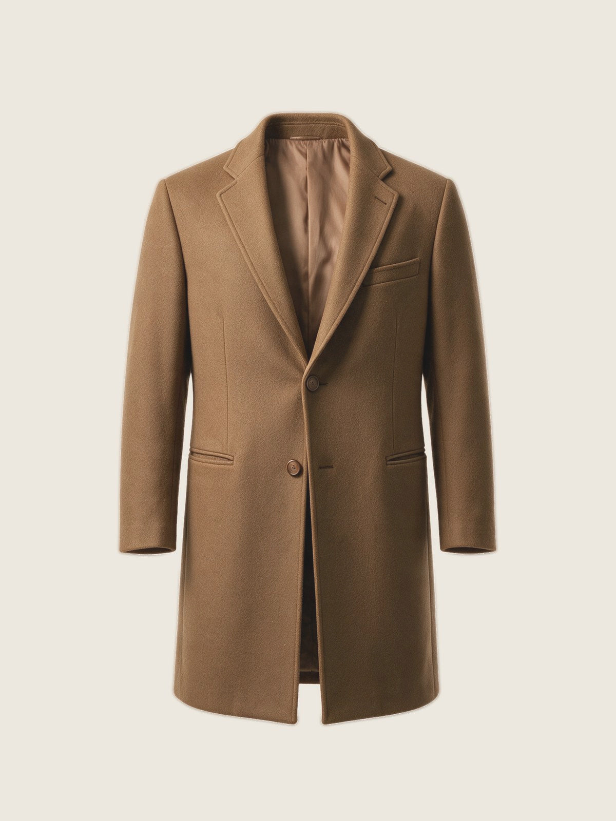 Overcoat, Camel, front view on a plain background