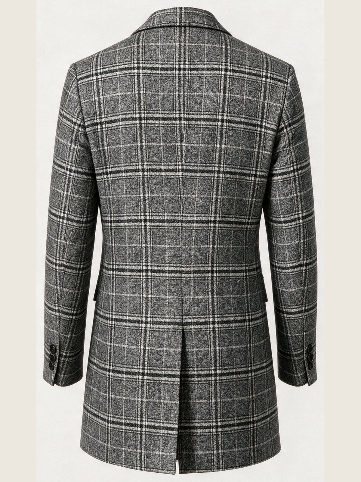 Overcoat, Grey Check, back view
