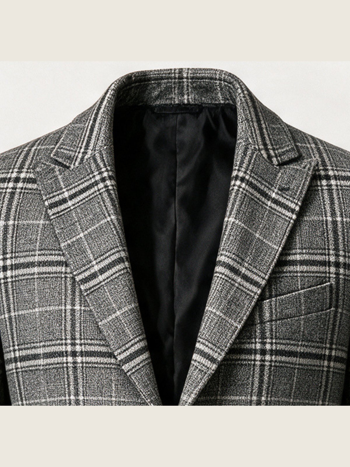 Overcoat, Grey Check, collar and lapel
