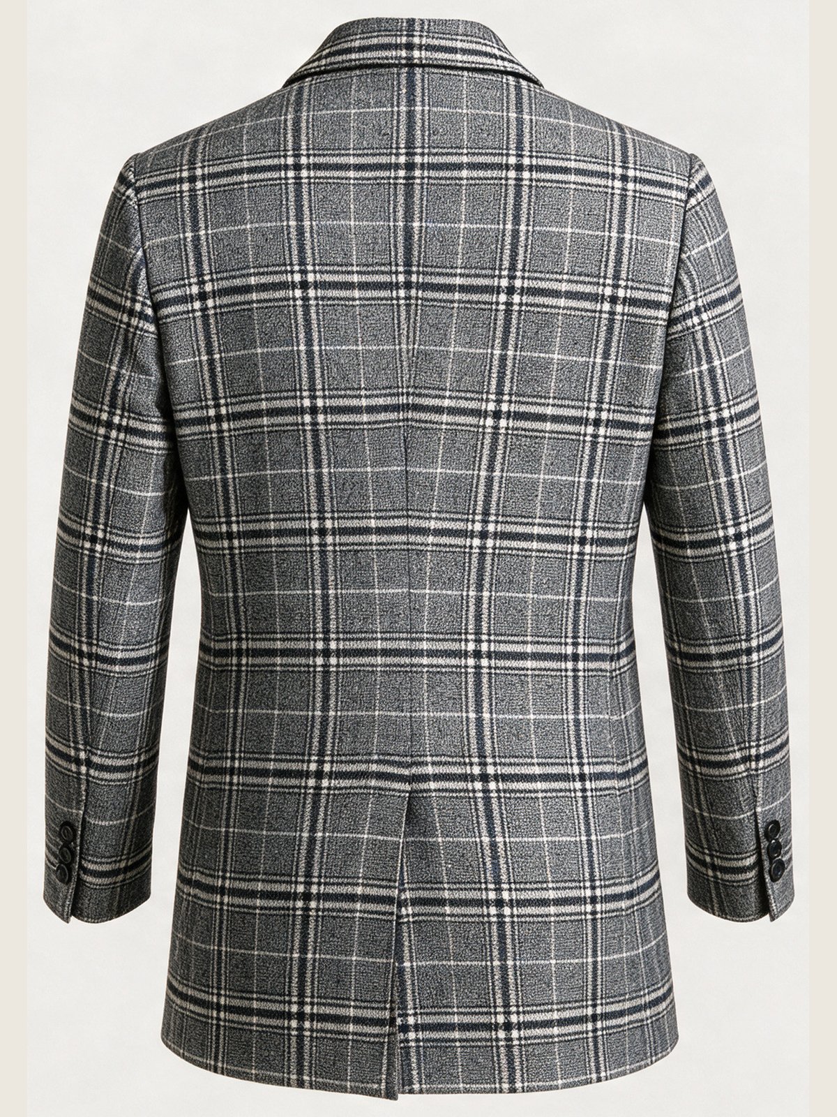 Overcoat, Grey Glen Check, back view