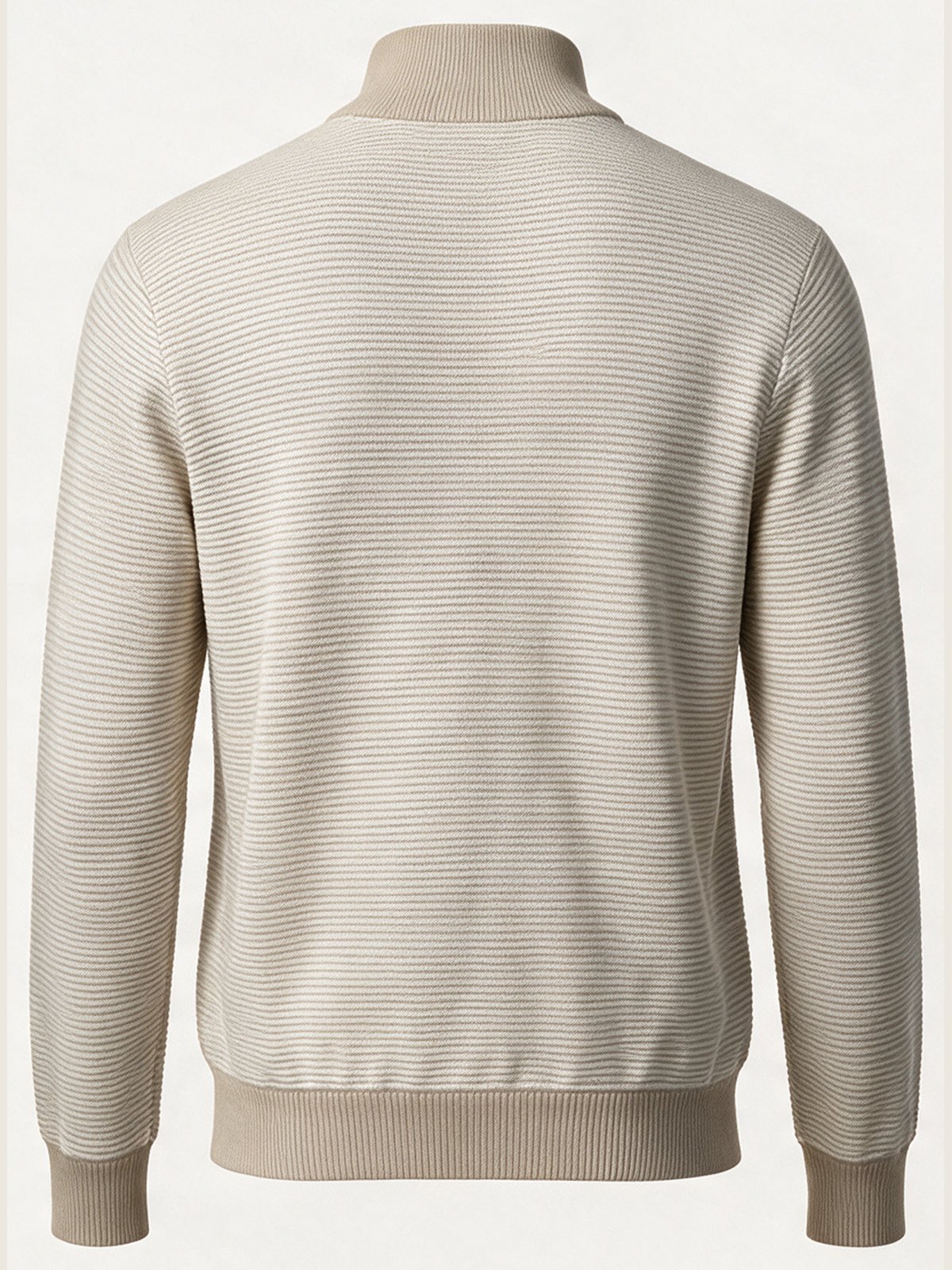 Ribbed Half-Zip, Beige, back view