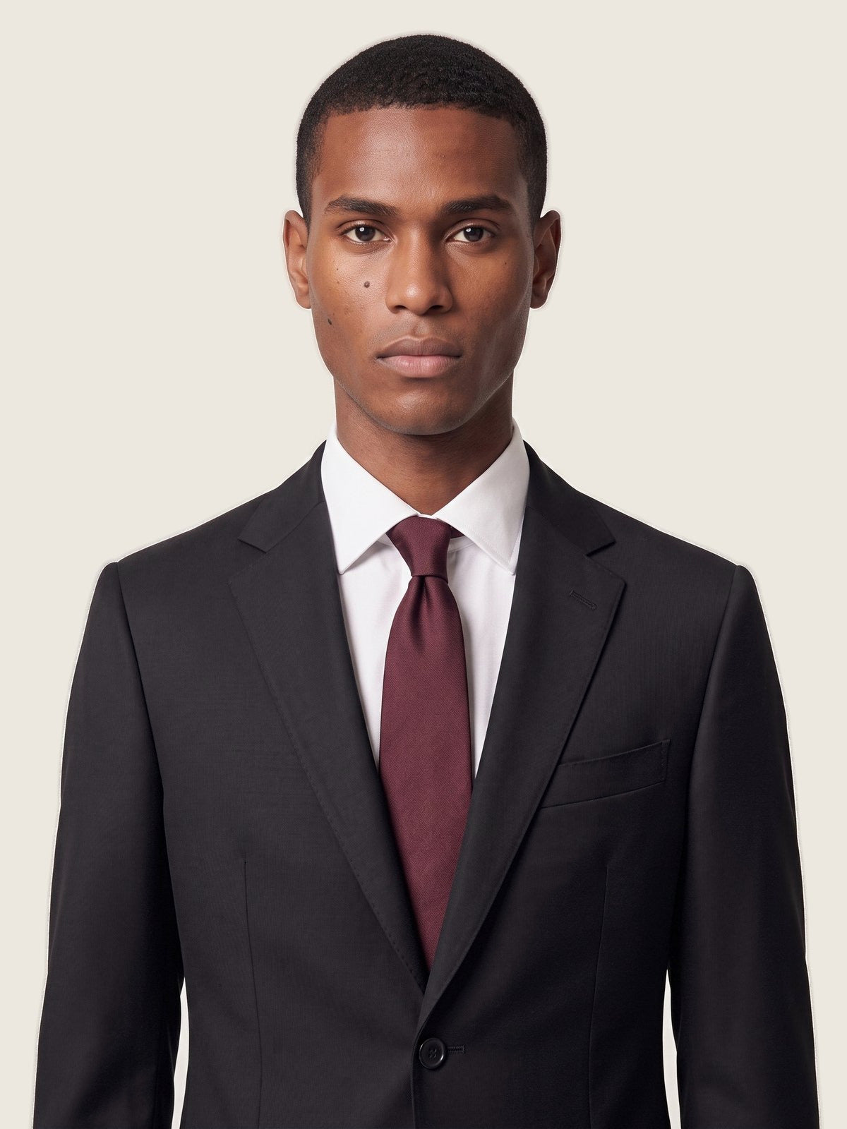 Suit, Black, collar and lapel on the model