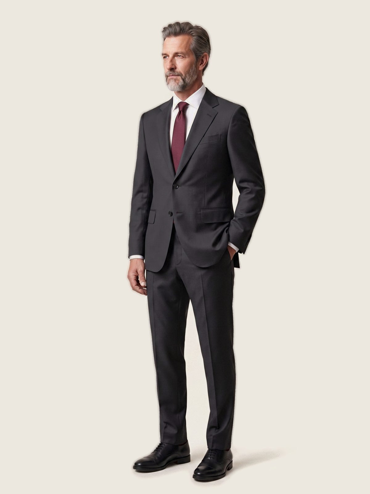 Suit, Charcoal Grey, on the model